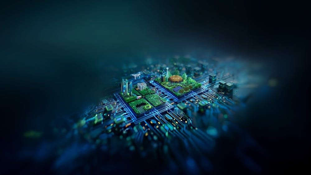 AI city on circuit board