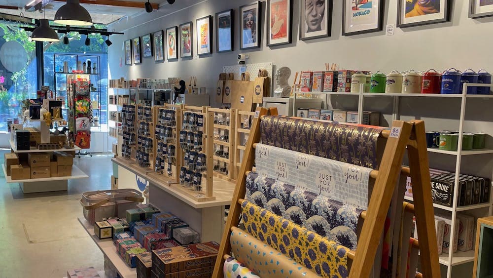 Art prints and wrapping add playful charm to Pom Pom Store’s interior.