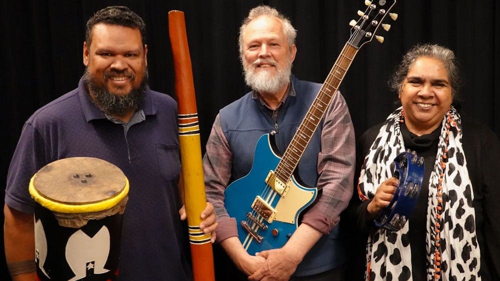 From left to right: Will Kepa, Christopher Sainsbury, Brenda Gifford. Image: Erika McGown/ANU.
