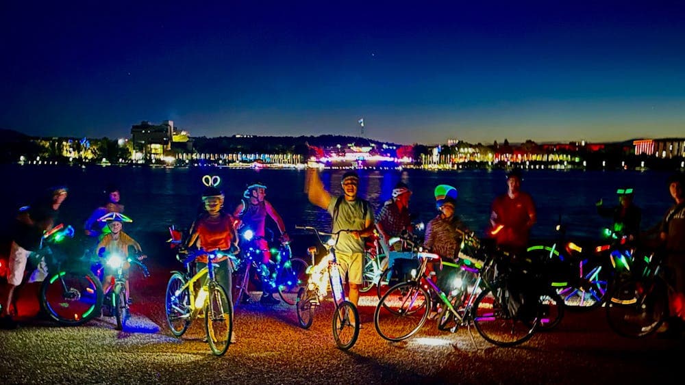 Cyclists at night