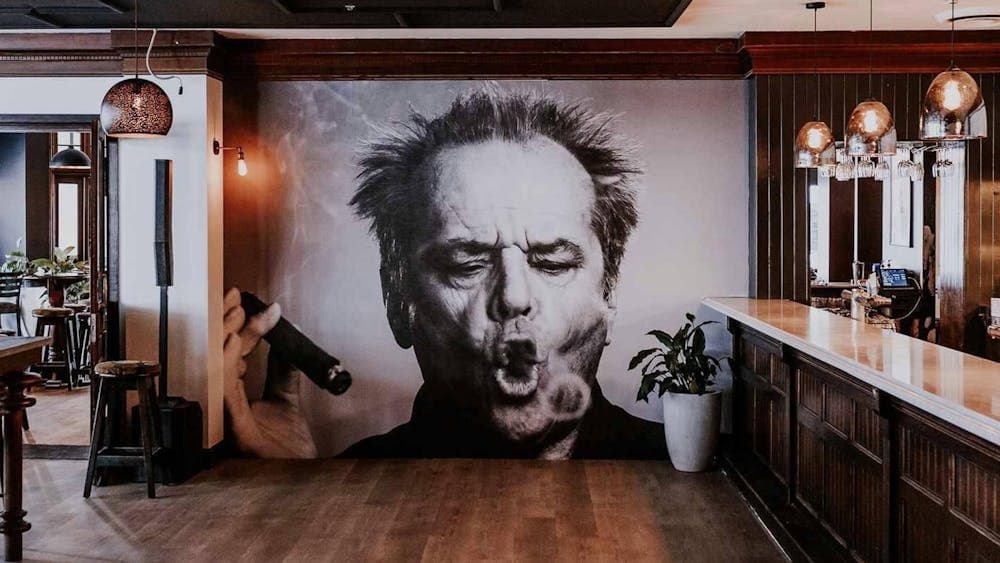 PJs back room bar with picture of Jack Nicholson