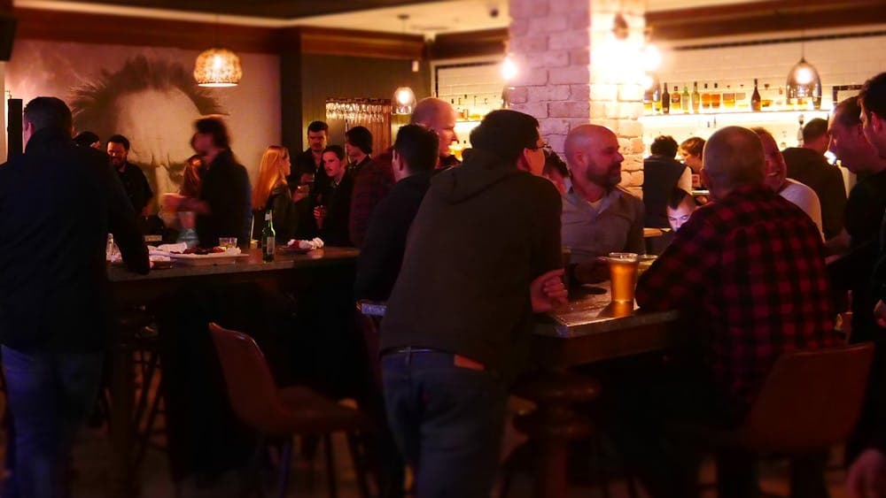 People enjoying a night out in PJs back room