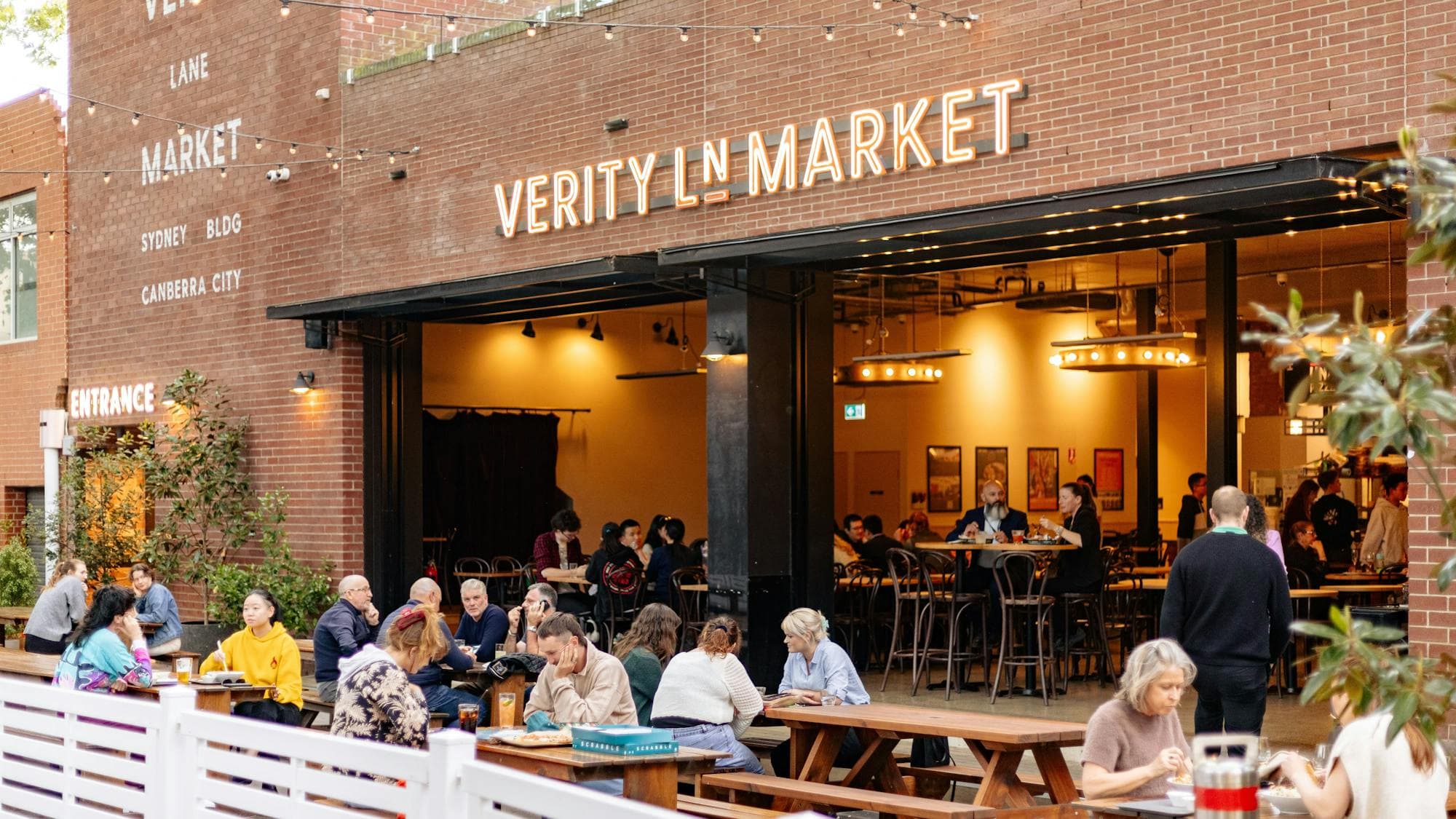 Shot of Verity Lane Market from Verity Laneway