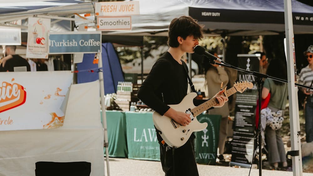 Young musician performing at the markets