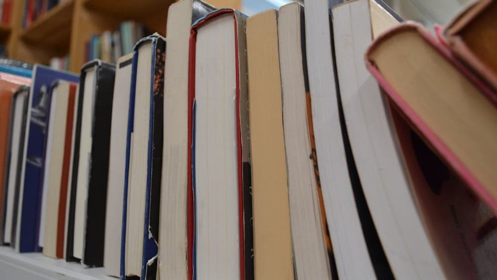 Books on a trestle table