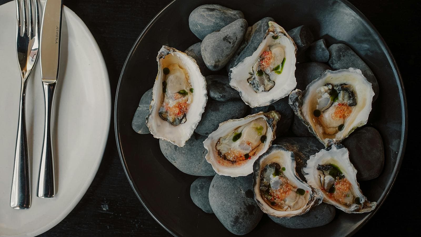 Appellation oysters, lemon myrtle vinegar, finger lime