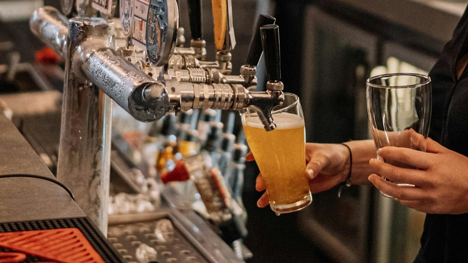 Pouring beers in PJs front bar