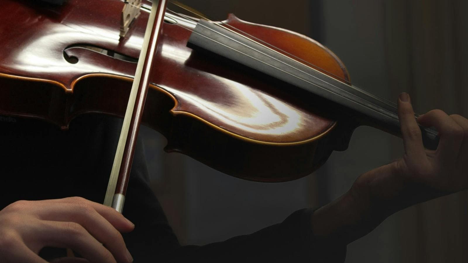 close up picture of a someone playing a viola