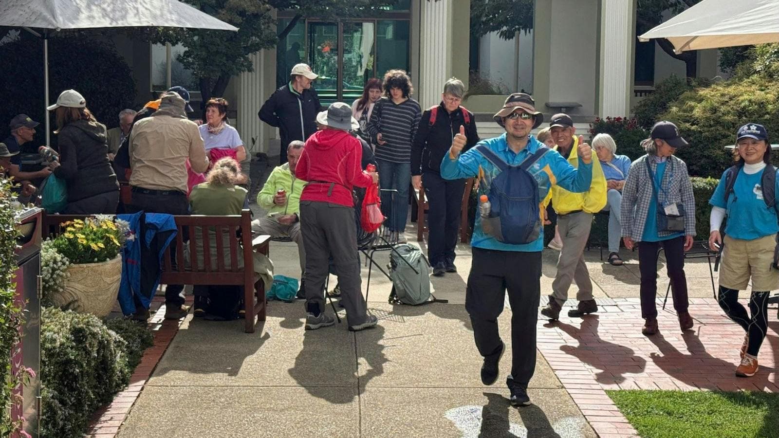 People relaxing after the event