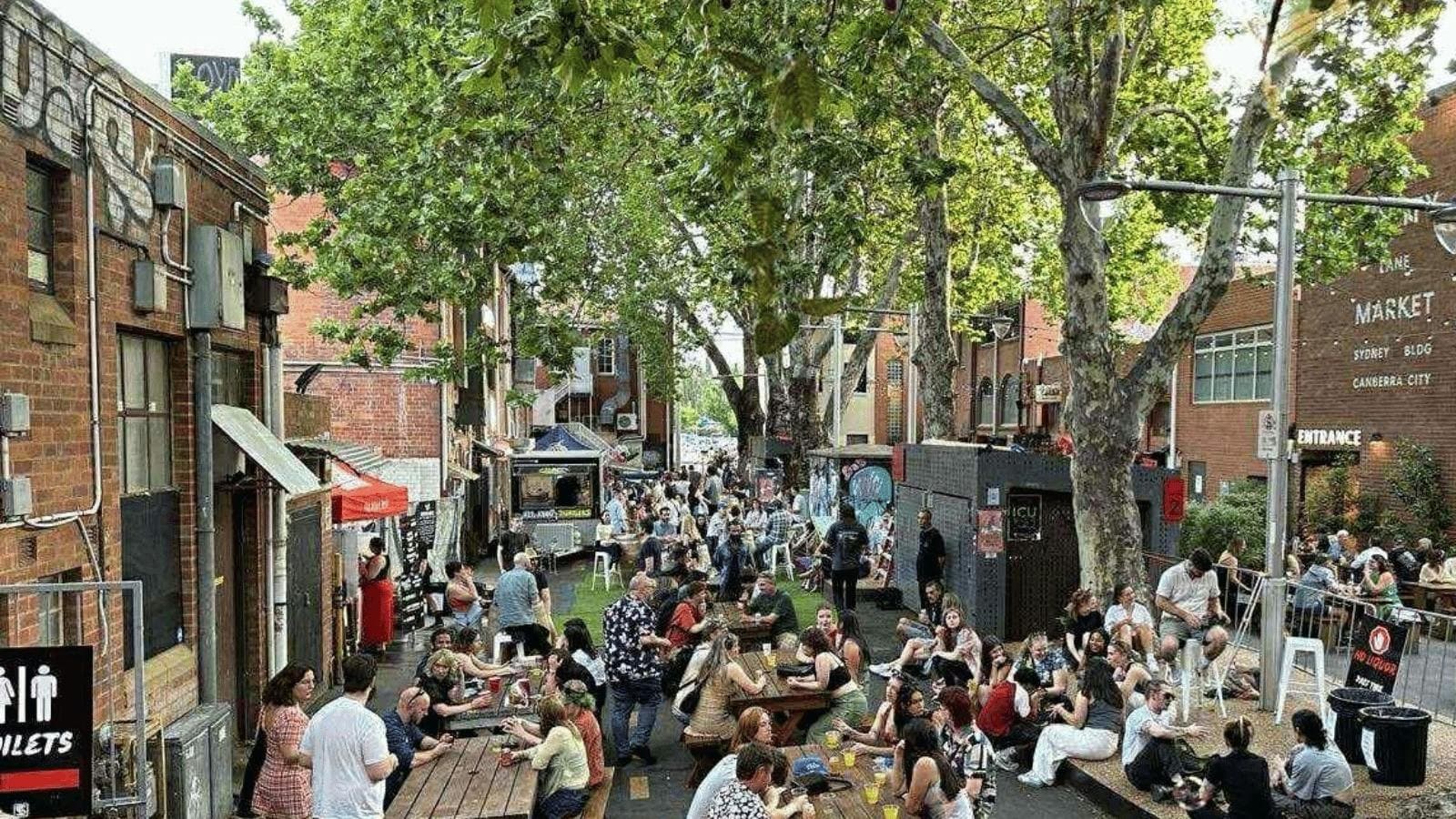 laneway full of people for festival