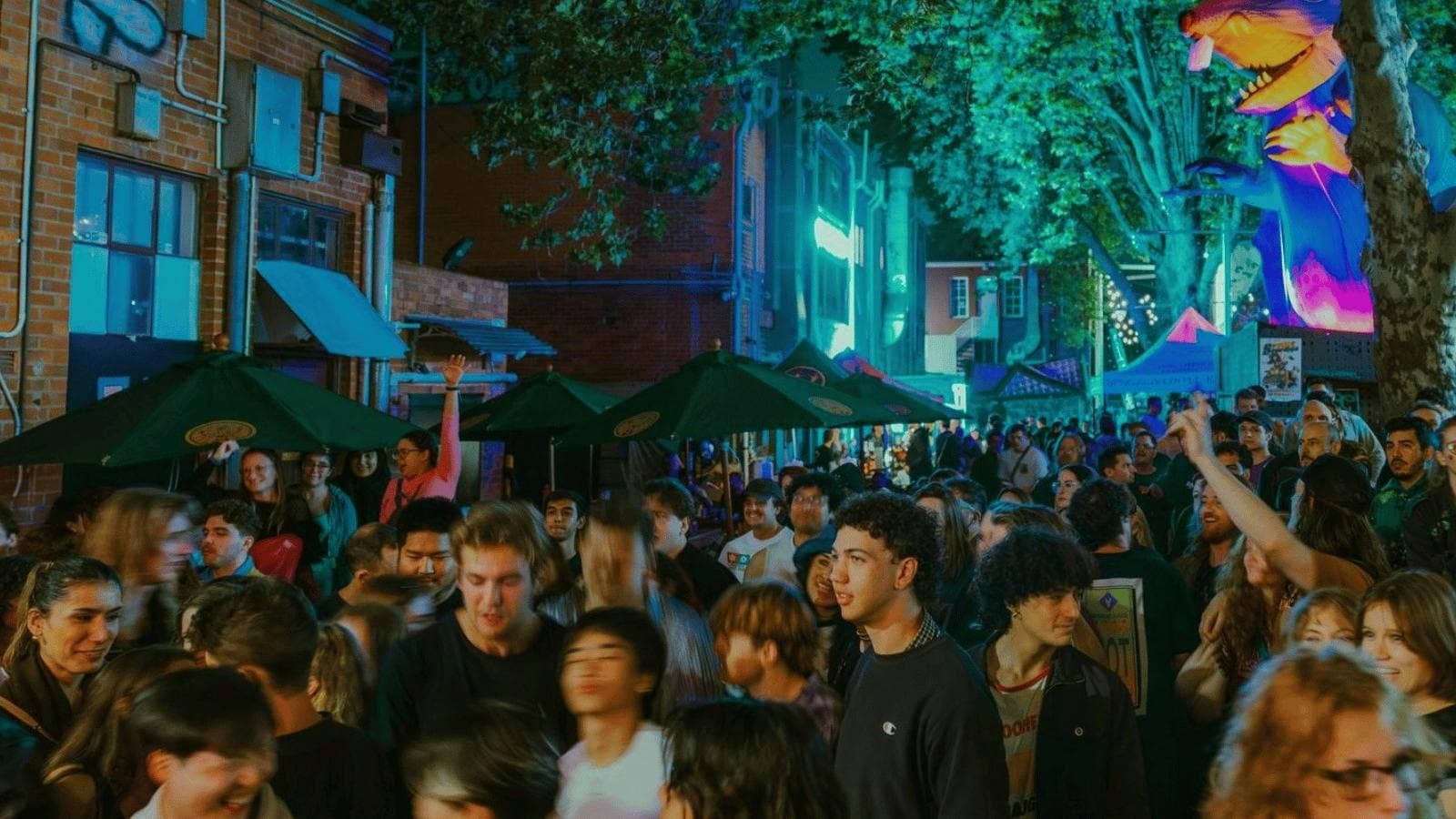 Laneway full of people at festival