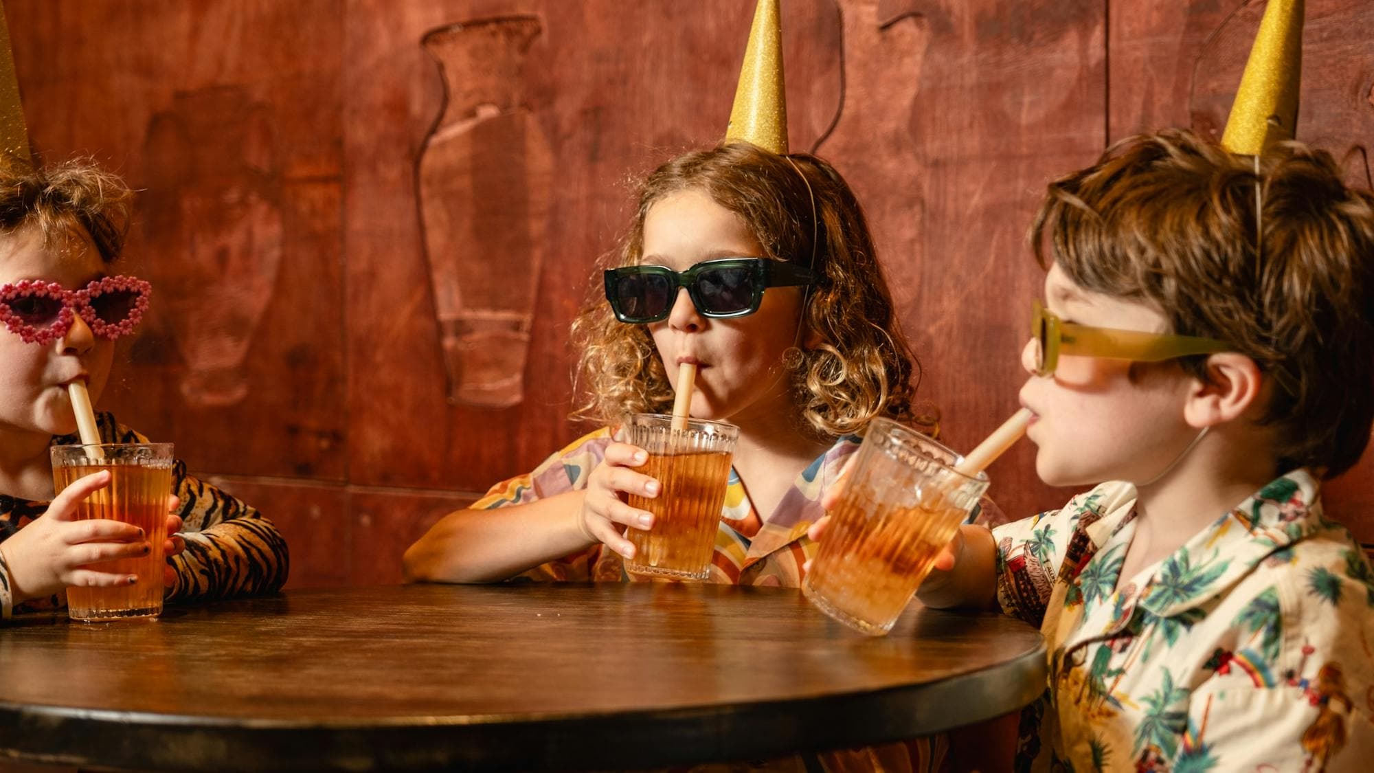 Children enjoying bubble tea mocktails at Bar Beirut